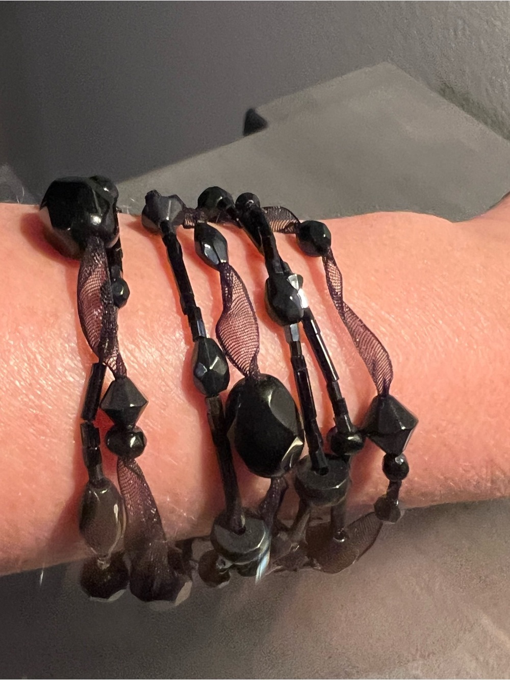 Macy's Black Multi-Strand Beaded Wrap Bracelet